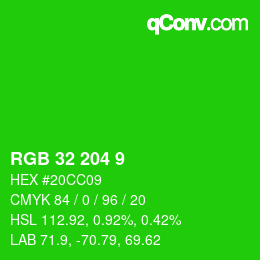 Color code: RGB 32 204 9 | qconv.com