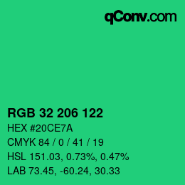 Código de color: RGB 32 206 122 | qconv.com