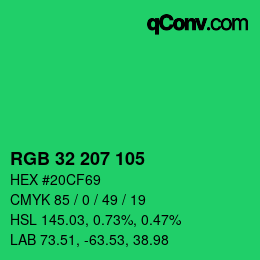 Color code: RGB 32 207 105 | qconv.com