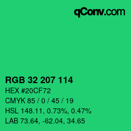 Color code: RGB 32 207 114 | qconv.com