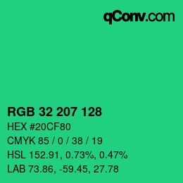 Color code: RGB 32 207 128 | qconv.com