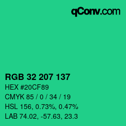 Color code: RGB 32 207 137 | qconv.com