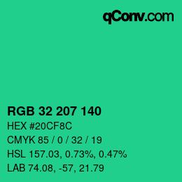 Color code: RGB 32 207 140 | qconv.com