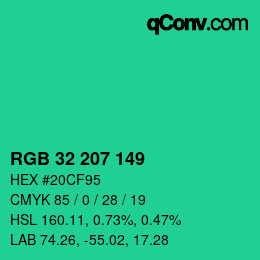 Color code: RGB 32 207 149 | qconv.com