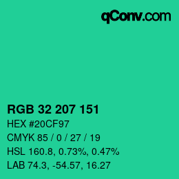 Color code: RGB 32 207 151 | qconv.com