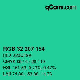 Color code: RGB 32 207 154 | qconv.com