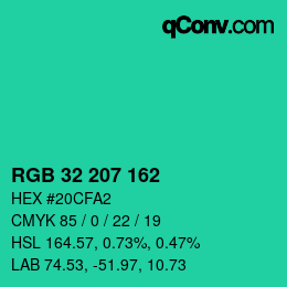 Color code: RGB 32 207 162 | qconv.com