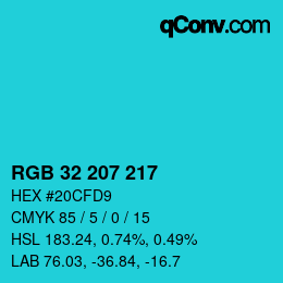 Color code: RGB 32 207 217 | qconv.com