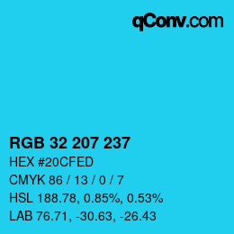 Color code: RGB 32 207 237 | qconv.com