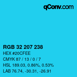 Color code: RGB 32 207 238 | qconv.com