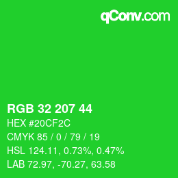 Color code: RGB 32 207 44 | qconv.com