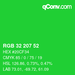 Color code: RGB 32 207 52 | qconv.com