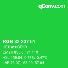 Color code: RGB 32 207 61 | qconv.com