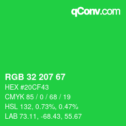 颜色代码: RGB 32 207 67 | qconv.com