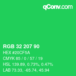 Color code: RGB 32 207 90 | qconv.com