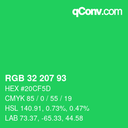 Color code: RGB 32 207 93 | qconv.com