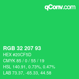 Color code: RGB 32 207 93 | qconv.com