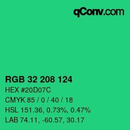 Color code: RGB 32 208 124 | qconv.com