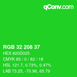 Color code: RGB 32 208 37 | qconv.com