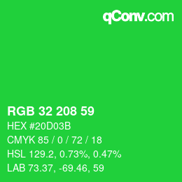 Color code: RGB 32 208 59 | qconv.com