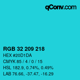カラーコード: RGB 32 209 218 | qconv.com