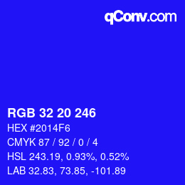 Color code: RGB 32 20 246 | qconv.com