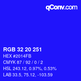 Color code: RGB 32 20 251 | qconv.com
