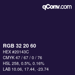 カラーコード: RGB 32 20 60 | qconv.com