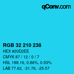 Color code: RGB 32 210 238 | qconv.com