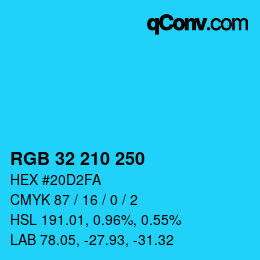 カラーコード: RGB 32 210 250 | qconv.com
