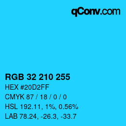 カラーコード: RGB 32 210 255 | qconv.com