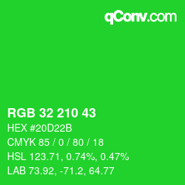 Color code: RGB 32 210 43 | qconv.com