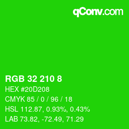 Farbcode: RGB 32 210 8 | qconv.com