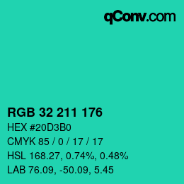 Color code: RGB 32 211 176 | qconv.com