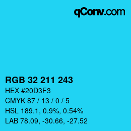 Color code: RGB 32 211 243 | qconv.com