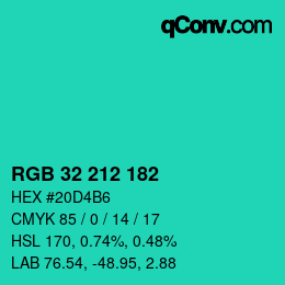 Color code: RGB 32 212 182 | qconv.com