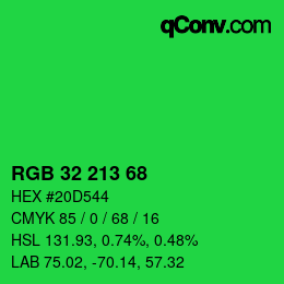 カラーコード: RGB 32 213 68 | qconv.com