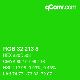 Farbcode: RGB 32 213 8 | qconv.com
