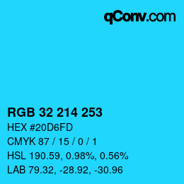 Color code: RGB 32 214 253 | qconv.com