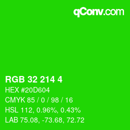 Color code: RGB 32 214 4 | qconv.com