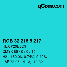 カラーコード: RGB 32 216.8 217 | qconv.com