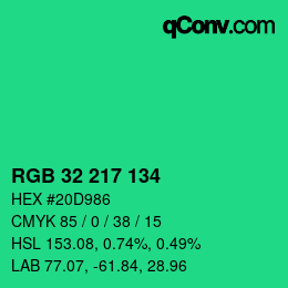 Color code: RGB 32 217 134 | qconv.com