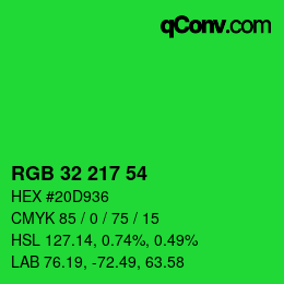 Color code: RGB 32 217 54 | qconv.com