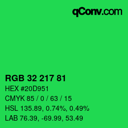 Color code: RGB 32 217 81 | qconv.com