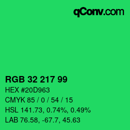 Color code: RGB 32 217 99 | qconv.com