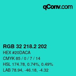 カラーコード: RGB 32 218.2 202 | qconv.com