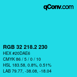 カラーコード: RGB 32 218.2 230 | qconv.com