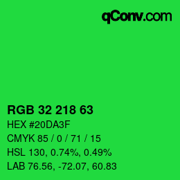 颜色代码: RGB 32 218 63 | qconv.com