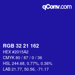 Color code: RGB 32 21 162 | qconv.com