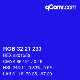 Color code: RGB 32 21 233 | qconv.com